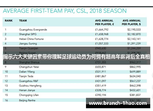 揭示六大关键因素带你理解足球运动员为何拥有超高年薪背后全真相