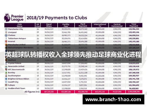 英超球队转播权收入全球领先推动足球商业化进程