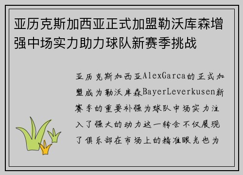 亚历克斯加西亚正式加盟勒沃库森增强中场实力助力球队新赛季挑战